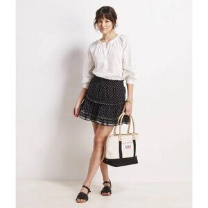 Vineyard Vines Jacquard Ruffle Mini Skirt Size S Black